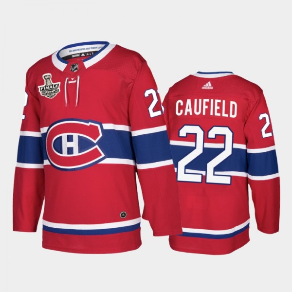 Montreal Canadiens Cole Caufield #22 2021 de la Coupe Stanley Finale Red French-Language Patch Jersey