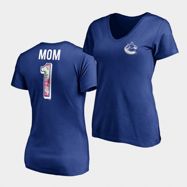 Vancouver Canucks 2021 Mothers Day Women T-Shirt NO.1 Mom Royal