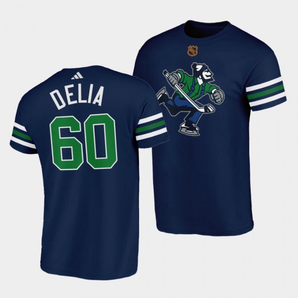 Vancouver Canucks Reverse Retro Collin Delia #60 Navy T-Shirt Johnny Canuck