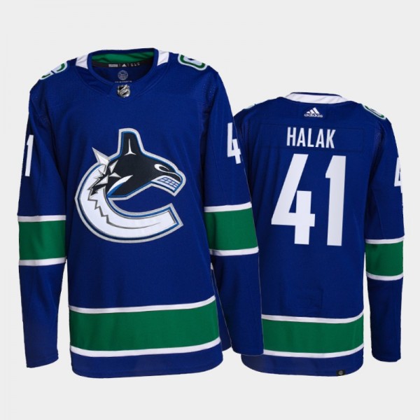 2021-22 Vancouver Canucks Jaroslav Halak Primegreen Authentic Jersey Blue Home Uniform