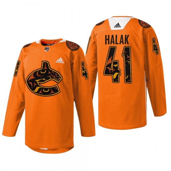 Vancouver Canucks Jaroslav Halak #41 2022 First Nations Night Jersey Orange Every Child Matters