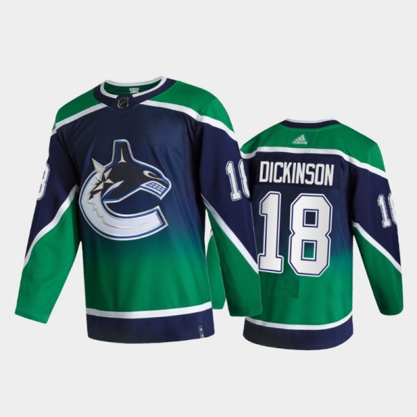 Vancouver Canucks Jason Dickinson #18 2021 Reverse Retro Green Special Edition Jersey