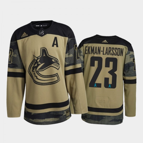 Oliver Ekman-Larsson Vancouver Canucks Canadian Armed Force Jersey Camo #23 2021 CAF Night