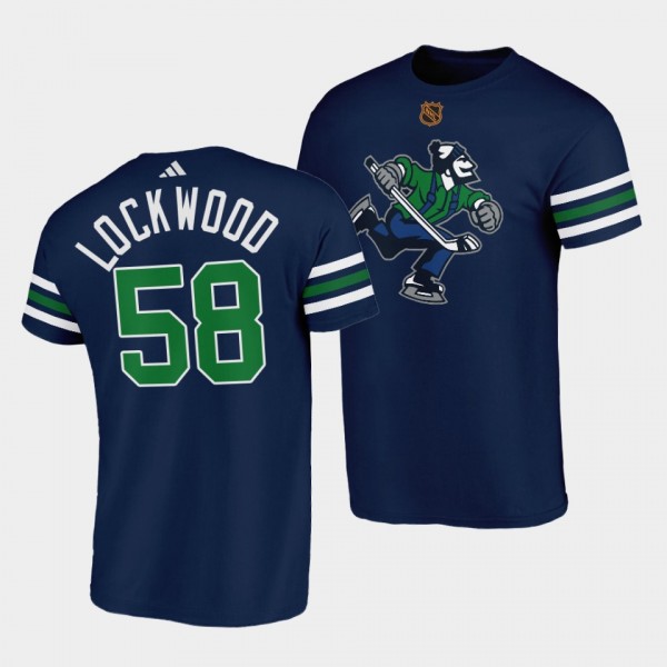 Vancouver Canucks Reverse Retro Will Lockwood #58 Navy T-Shirt Johnny Canuck