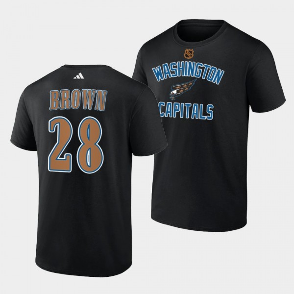 Washington Capitals Reverse Retro 2.0 Connor Brown #28 Black T-Shirt Wheelhouse