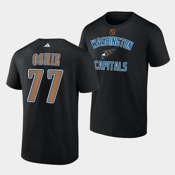 Washington Capitals Reverse Retro 2.0 T.J. Oshie #77 Black T-Shirt Wheelhouse