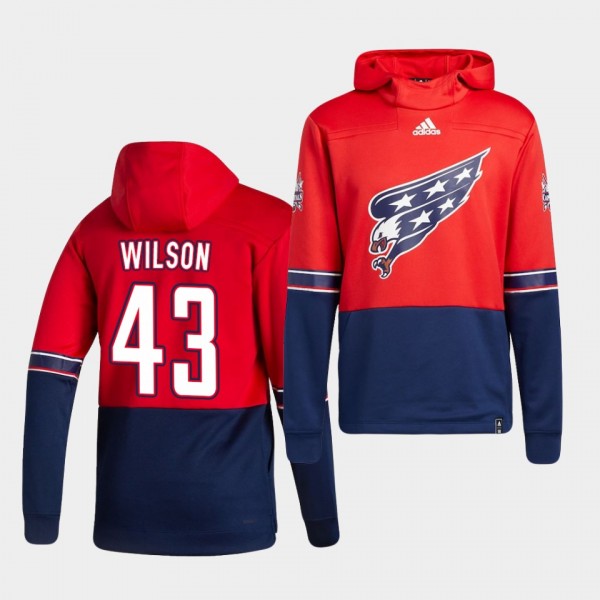 Washington Capitals Tom Wilson 2021 Reverse Retro Red Authentic Pullover Special Edition Hoodie