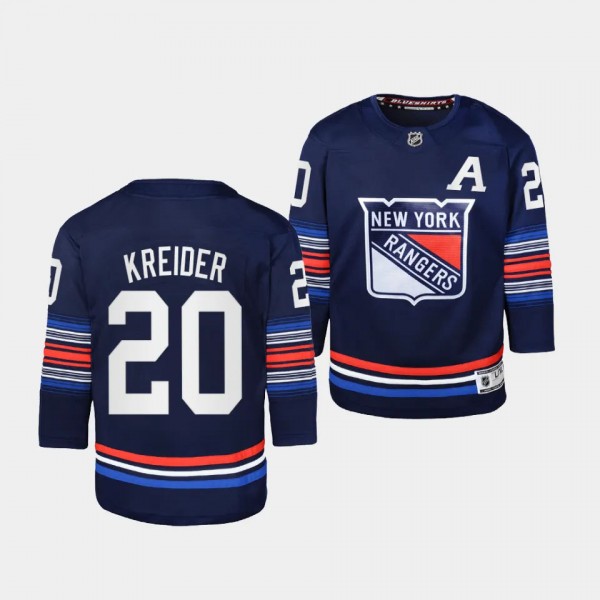 New York Rangers #20 Chris Kreider 2023-24 Alternate Premier Third Navy Youth Jersey