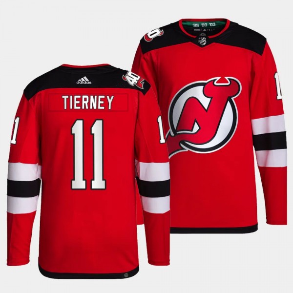 New Jersey Devils Primegreen Chris Tierney #11 Red...