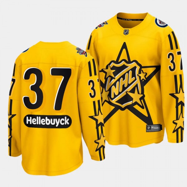 Connor Hellebuyck Winnipeg Jets 2024 NHL All-Star Game Yellow #37 Breakaway Jersey Men's