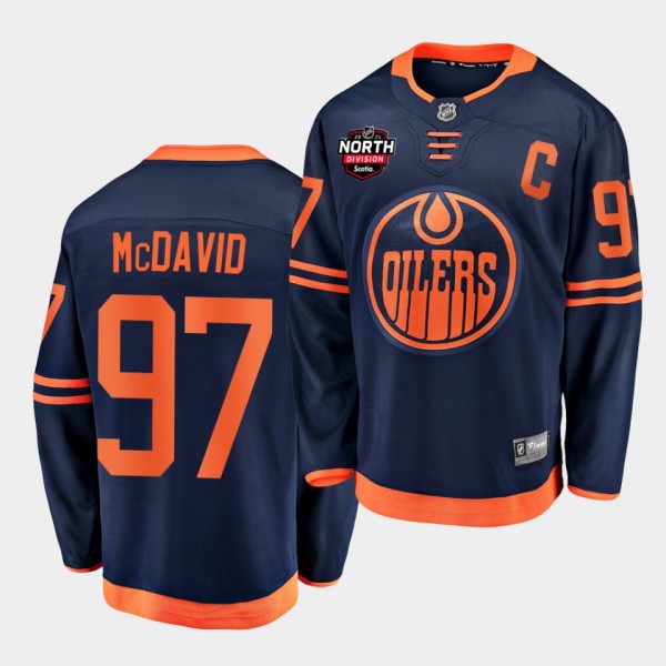 Edmonton Oilers Connor McDavid 2021 North Division Patch Navy Jersey Alternate