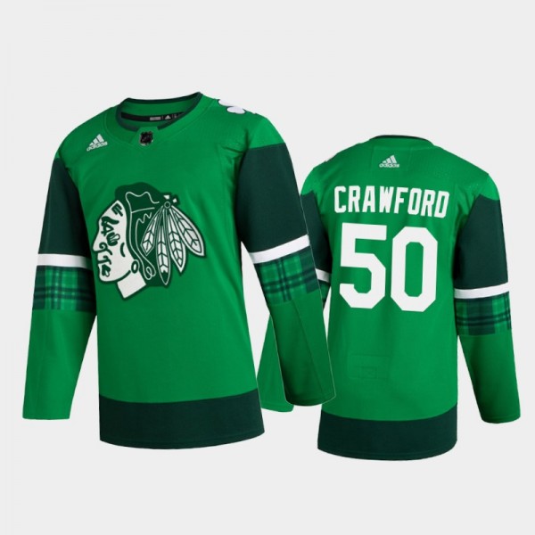 Chicago Blackhawks Corey Crawford #50 2020 St. Patrick's Day Authentic Player Jersey Green
