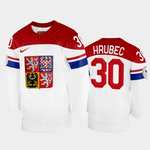 Simon Hrubec Czech Republic Hockey White Home Jers...