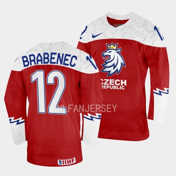 Czech Republic #12 Jakub Brabenec 2023 IIHF World Junior Championship Jersey Red
