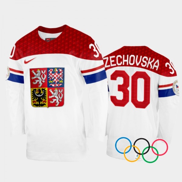 Katerina Zechovska Czech Republic Women's Hockey White Home Jersey 2022 Winter Olympics