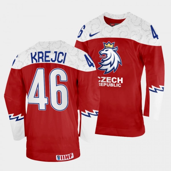 David Krejci 2022 IIHF World Championship Czechia #46 Red Away Jersey Men