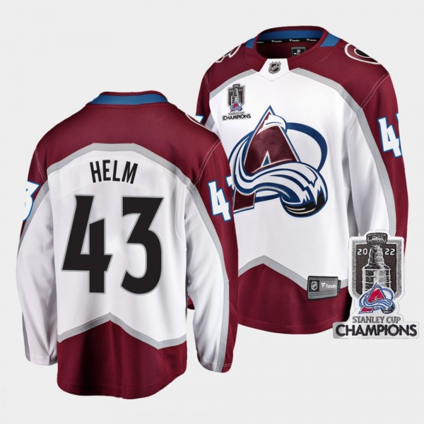 2022 Stanley Cup Champions Colorado Avalanche 43 Darren Helm White Jersey Away