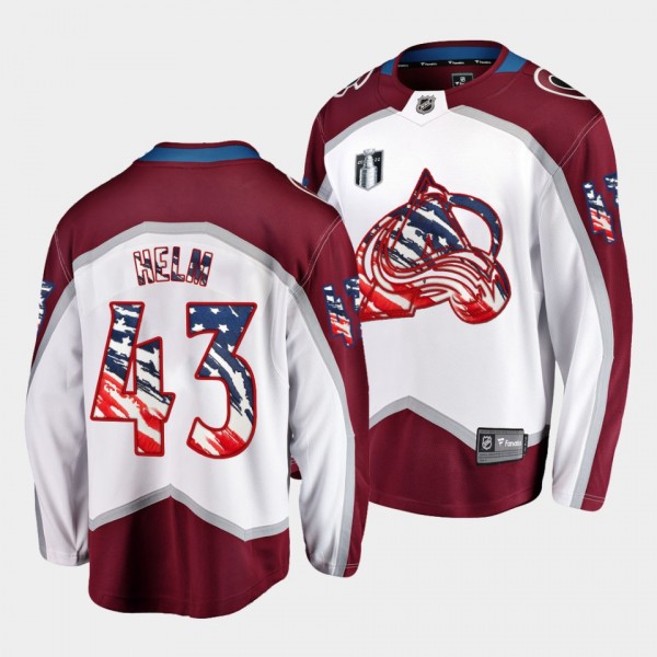 Darren Helm Colorado Avalanche Independence Day 2022 White Stars Stripes Flag Jersey