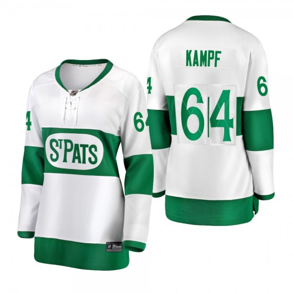 Maple Leafs David Kampf #64 Women 2022 St. Pats White Jersey Premier