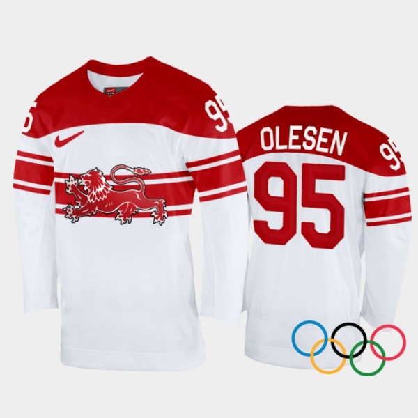Nick Olesen Denmark Hockey White Home Jersey 2022 ...