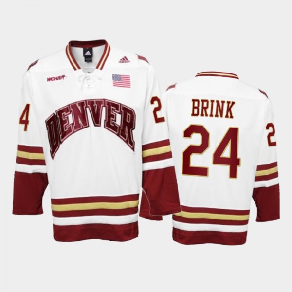 Denver Pioneers Bobby Brink #24 College Hockey Whi...