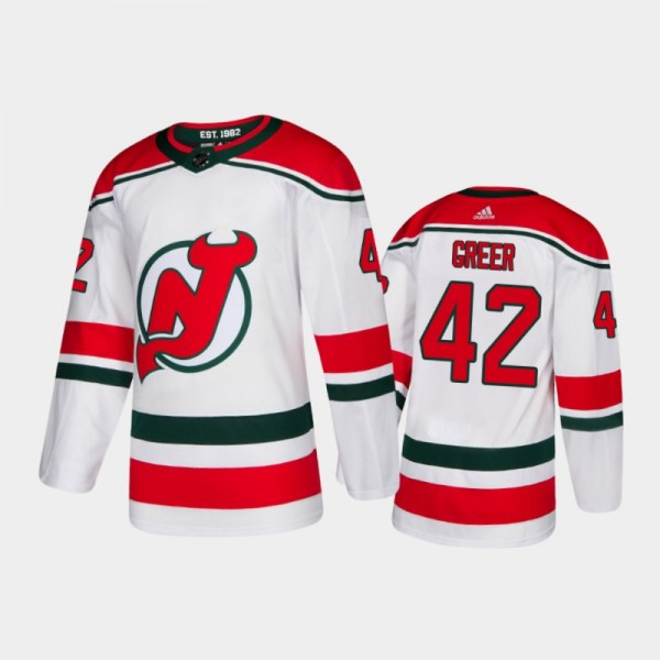 New Jersey Devils A.J. Greer #42 Alternate White 2020-21 Authentic Jersey