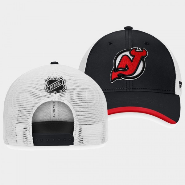 New Jersey Devils Authentic Pro Black Locker Room Trucker Snapback Hat