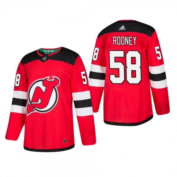 Men's New Jersey Devils Kevin Rooney #58 Home Red ...