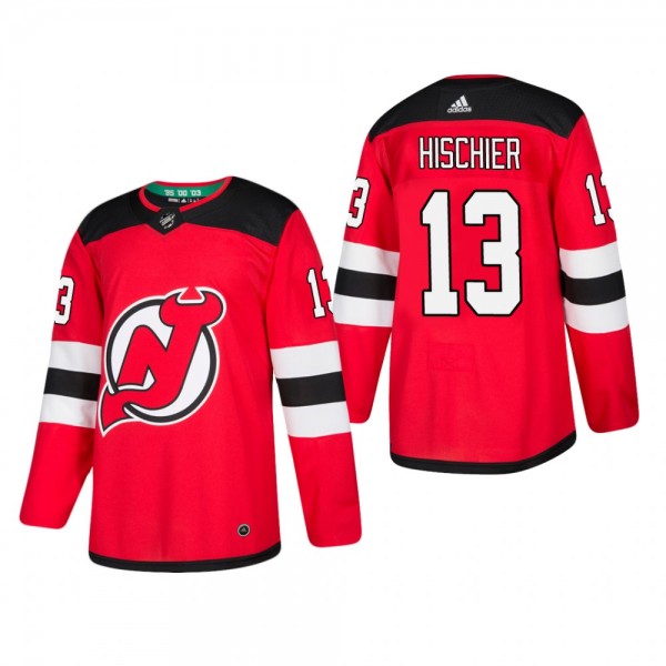 Men's New Jersey Devils Nico Hischier #13 Home Red...