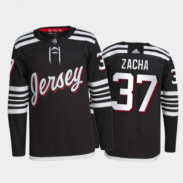 2021-22 New Jersey Devils Pavel Zacha Alternate Jersey Black Authentic Pro Uniform
