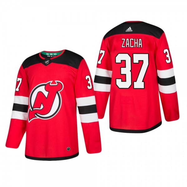 Men's New Jersey Devils Pavel Zacha #37 Home Red A...
