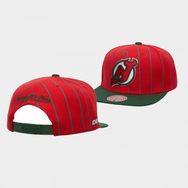 New Jersey Devils Team Pin Mitchell Ness Snapback Hat Red