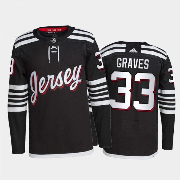 2021-22 New Jersey Devils Ryan Graves Alternate Jersey Black Primegreen Authentic Pro Uniform