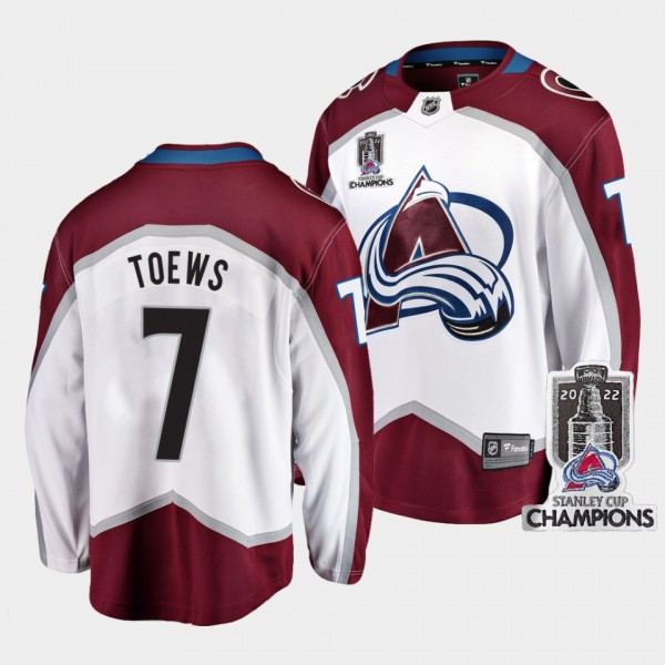 2022 Stanley Cup Champions Colorado Avalanche 7 Devon Toews White Jersey Away