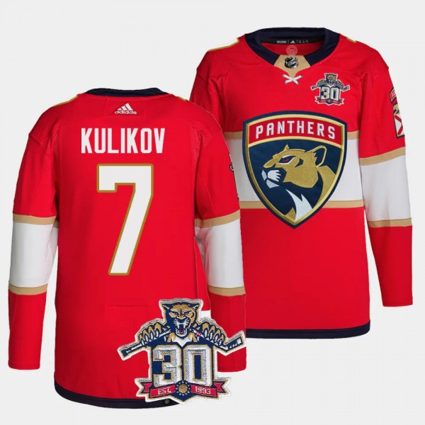 Florida Panthers 30th Anniversary Dmitry Kulikov #7 Red Authentic Home Jersey Men's