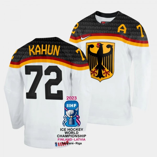 Germany 2023 IIHF World Championship Dominik Kahun #72 White Jersey Home