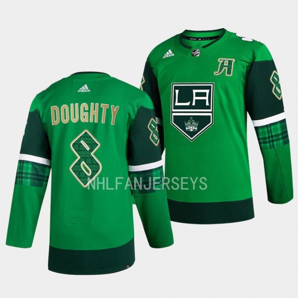 Drew Doughty 2023 St. Patricks Day Primegreen Authentic Los Angeles Kings #8 Green Jersey