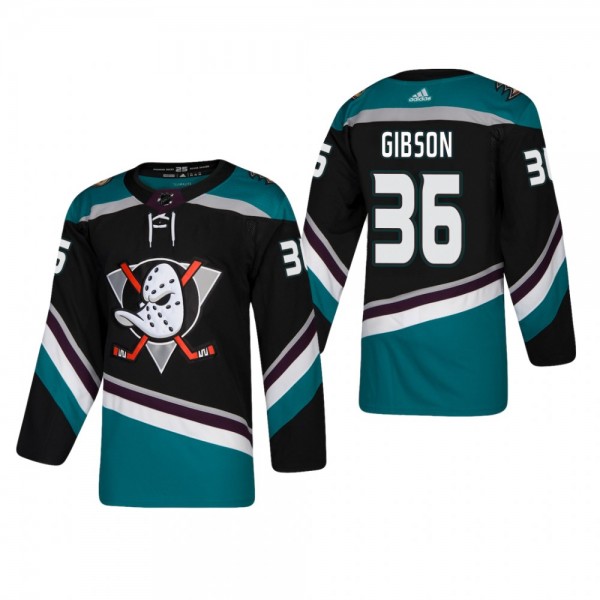 Men's Anaheim Ducks John Gibson #36 Alternate Reasonable 25th Anniversary Jersey - Black