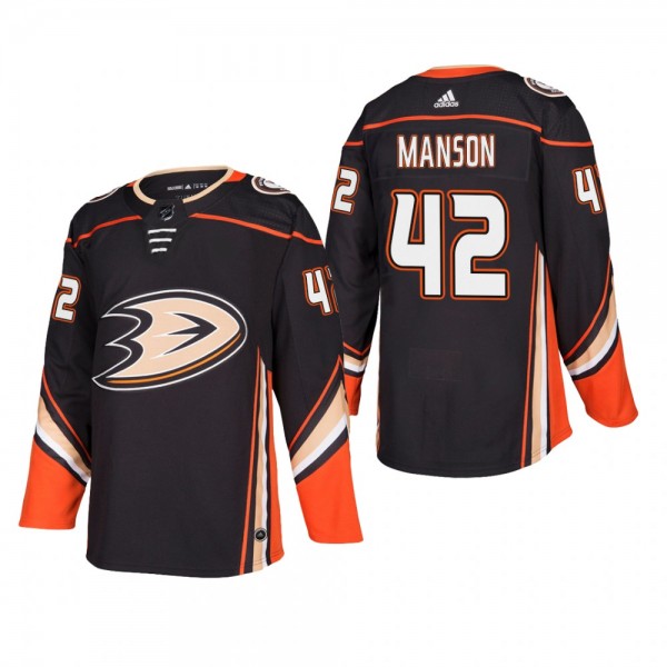 Men's Anaheim Ducks Josh Manson #42 Home Black Aut...