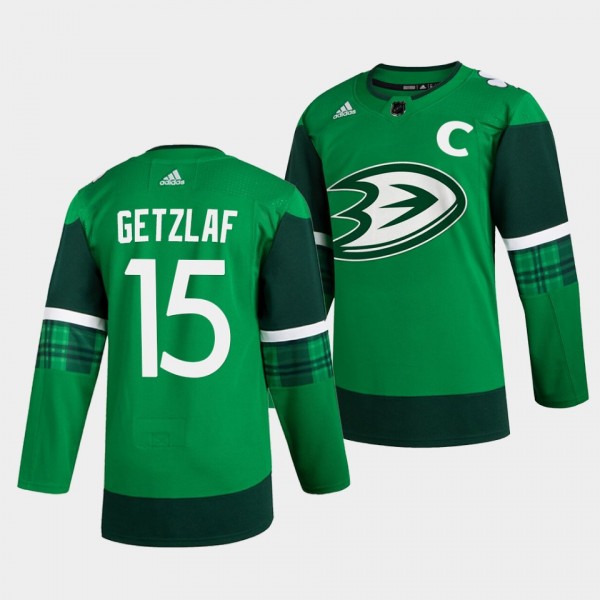 St. Patricks Day Ryan Getzlaf Anaheim Ducks #15 Green Warmup Jersey