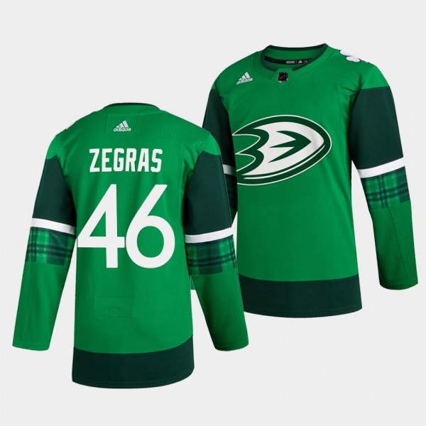 St. Patricks Day Trevor Zegras Anaheim Ducks #46 G...