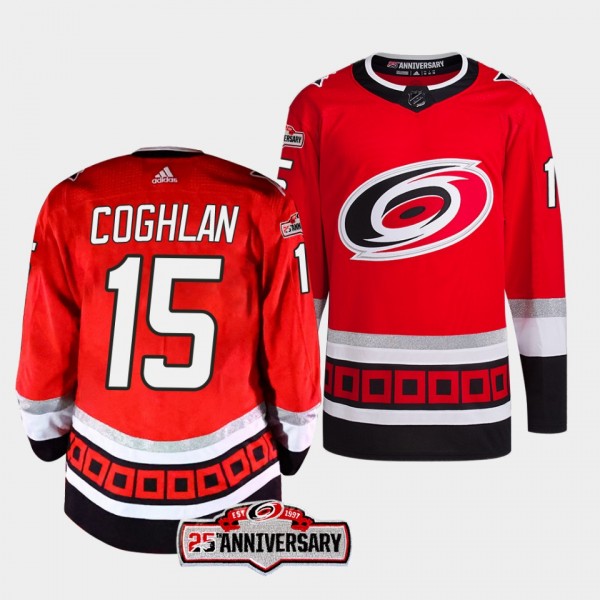 Carolina Hurricanes 2022-23 Alternate Dylan Coghlan #15 Red Jersey 25th Anniversary