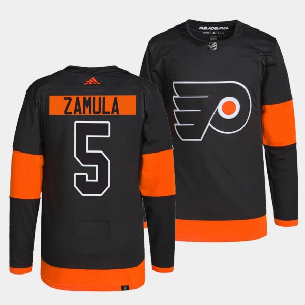 Egor Zamula Philadelphia Flyers Alternate Black #5 Primegreen Authentic Pro Jersey Men's