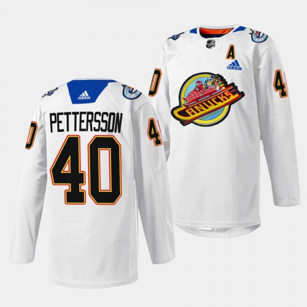 Christmas Night Elias Pettersson Vancouver Canucks White #40 Pre-game Sweater Jersey 2023