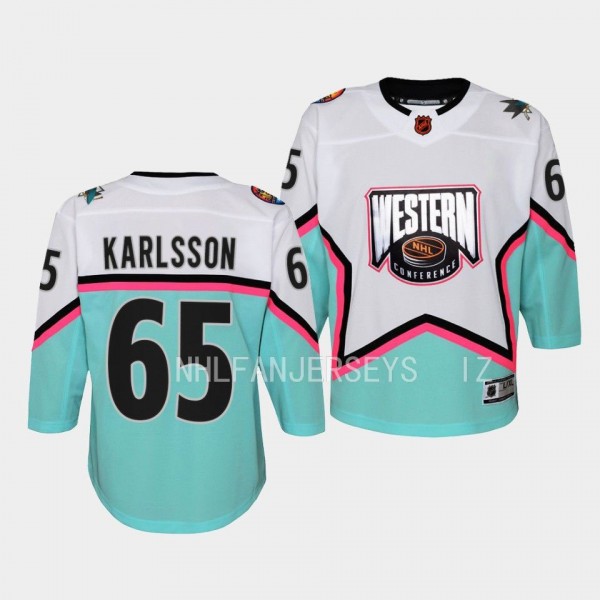 San Jose Sharks #65 Erik Karlsson 2023 NHL All-Star Western Conference Premier White Youth Jersey