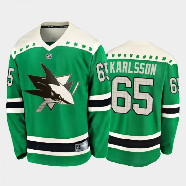 Fanatics Erik Karlsson #65 Sharks 2020 St. Patrick's Day Replica Player Jersey Green