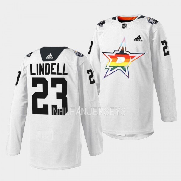 Dallas Stars 2023 Pride Night Esa Lindell #23 Whit...