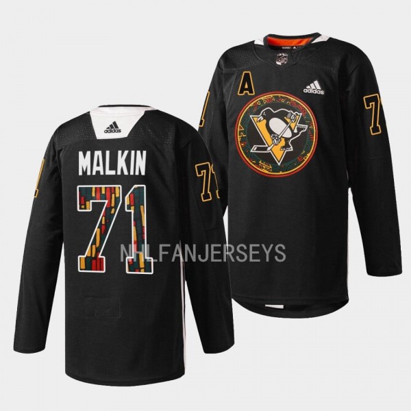 Pittsburgh Penguins 2023 Black Hockey History Evgeni Malkin #71 Black Jersey Warmup