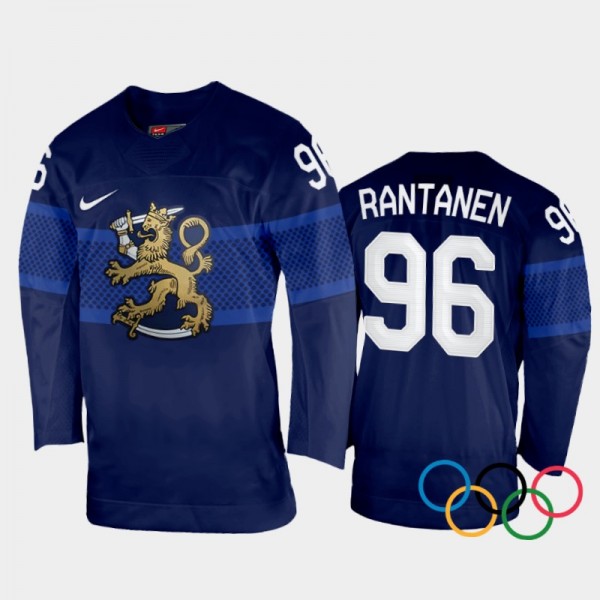 Finland Hockey Mikko Rantanen 2022 Winter Olympics Navy #96 Jersey Away