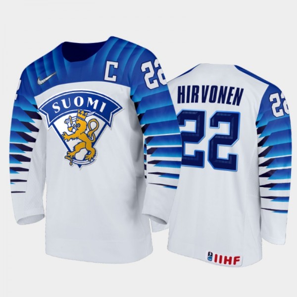 Roni Hirvonen Finland Hockey White Home Jersey 2022 IIHF World Junior Championship
